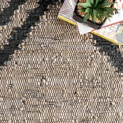 Kirklands Home Natural Leather Flatweave ZigZag Area Rug, 8x10 Best