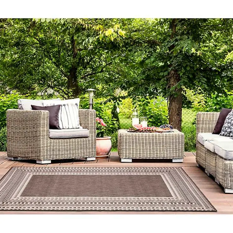 Kirklands Home Natural Linear Macy Indoor/Outdoor Area Rug, 6x9 Brown Best