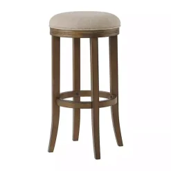 Kirklands Home Natural Linen and Wood Bar Stool Tan Best