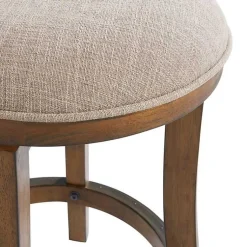 Kirklands Home Natural Linen Barrel Base Swivel Counter Stool Tan Discount