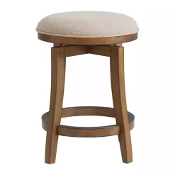 Kirklands Home Natural Linen Barrel Base Swivel Counter Stool Set Tan New