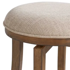 Kirklands Home Natural Linen Barrel Base Swivel Counter Stool Set Tan New