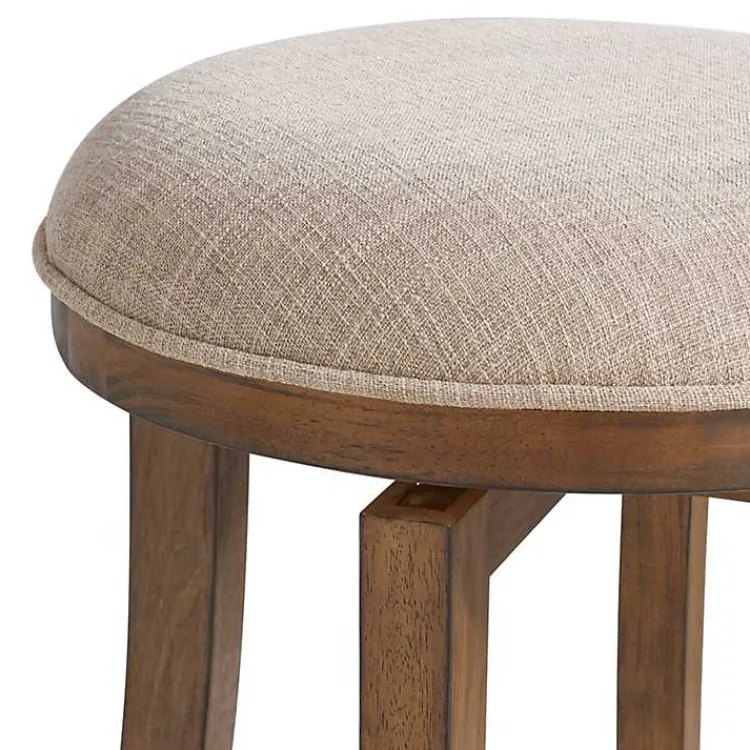 Kirklands Home Natural Linen Barrel Base Swivel Counter Stool Set Tan New