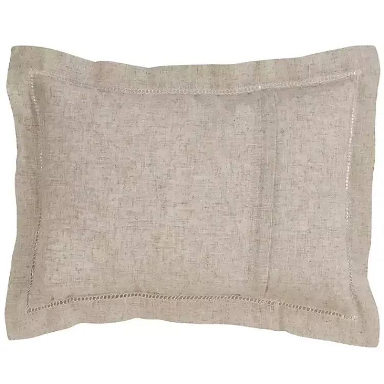 Pillows>Kirklands Home Natural Linen Down Hemstitched Lumbar Pillow Tan
