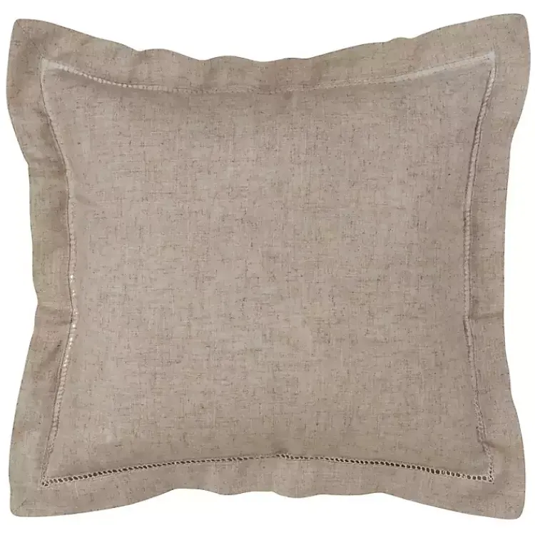 Pillows>Kirklands Home Natural Linen Down Hemstitched Pillow, 18 in. Tan