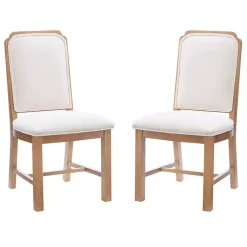 Kirklands Home Natural Linen Scalloped Dining Chairs, Set of 2 White Clearance