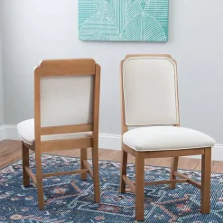 Kirklands Home Natural Linen Scalloped Dining Chairs, Set of 2 White Clearance