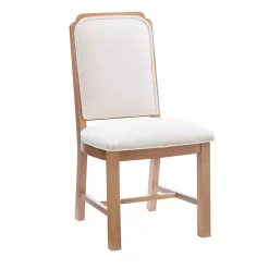 Kirklands Home Natural Linen Scalloped Dining Chairs, Set of 2 White Clearance