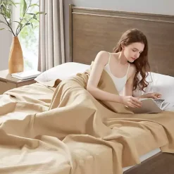 Blankets & Throws>Kirklands Home Natural Liquid Cotton Full/Queen Blanket Tan