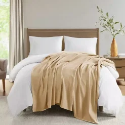 Blankets & Throws>Kirklands Home Natural Liquid Cotton King Blanket Tan