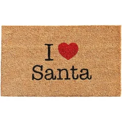 Outdoor Christmas Decorations>Kirklands Home Natural Love Santa Heart Coir and Vinyl Doormat Tan