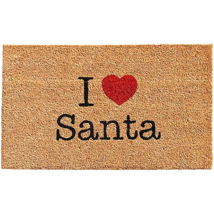 Outdoor Christmas Decorations>Kirklands Home Natural Love Santa Heart Coir and Vinyl Doormat Tan