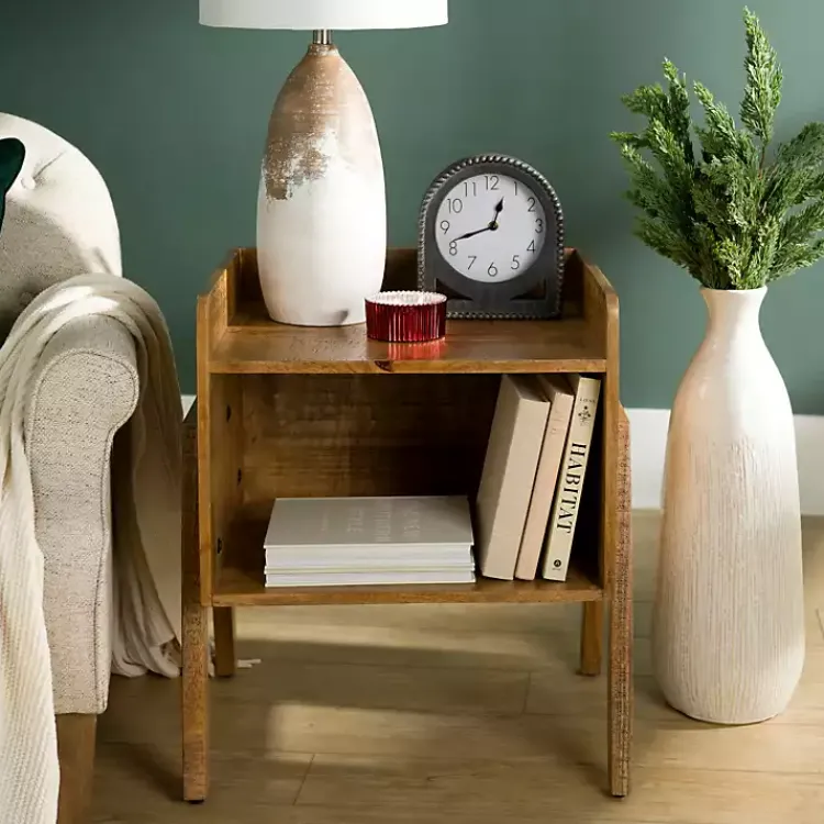 Kirklands Home Natural Mango Wood Cubby Side Table Brown Online