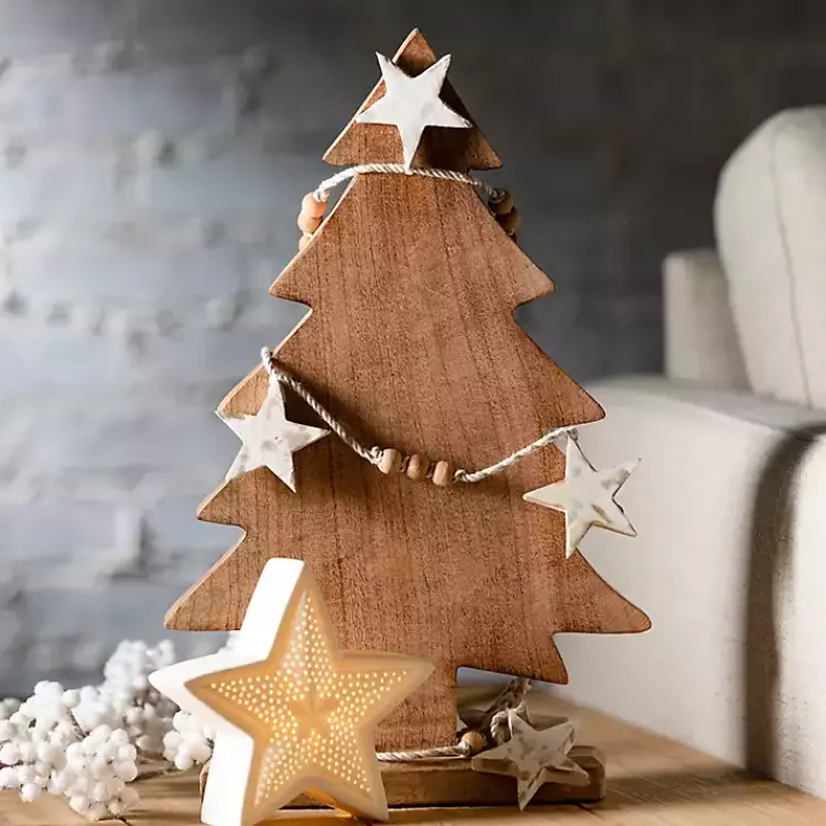 Christmas Decorations>Kirklands Home Natural Mango Wood 2-pc. Tree Figurine Set, 16 in. Brown