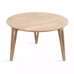 Kirklands Home Natural Mango Wood Round Kershaw Coffee Table Tan Clearance