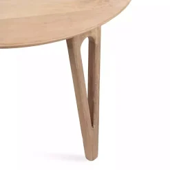 Kirklands Home Natural Mango Wood Round Kershaw Coffee Table Tan Clearance