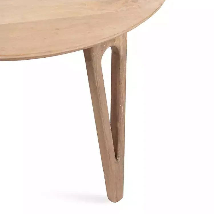 Kirklands Home Natural Mango Wood Round Kershaw Coffee Table Tan Clearance