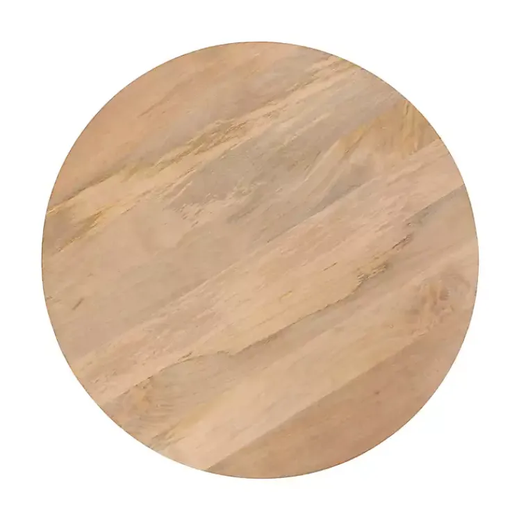 Kirklands Home Natural Mango Wood Round Kershaw Coffee Table Tan Clearance