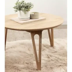 Kirklands Home Natural Mango Wood Round Kershaw Coffee Table Tan Clearance
