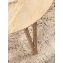 Kirklands Home Natural Mango Wood Round Kershaw Coffee Table Tan Clearance