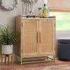 Kirklands Home Natural Marble Rattan Front Bar Cabinet