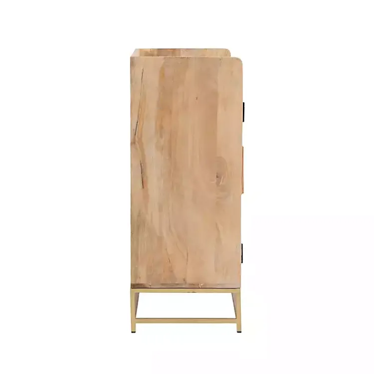 Kirklands Home Natural Marble Rattan Front Bar Cabinet