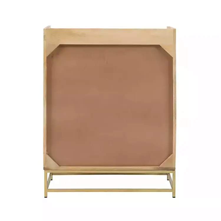 Kirklands Home Natural Marble Rattan Front Bar Cabinet