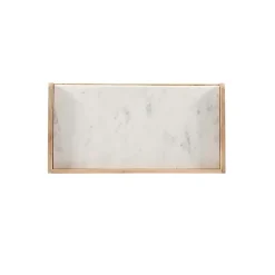 Kirklands Home Natural Marble Rattan Front Bar Cabinet