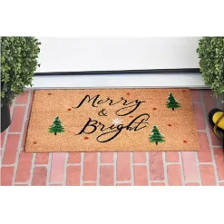 Outdoor Christmas Decorations>Kirklands Home Natural Merry Bright Tree Coir Doormat, 29 in. Tan
