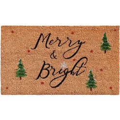 Outdoor Christmas Decorations>Kirklands Home Natural Merry Bright Tree Coir Doormat, 36 in. Tan