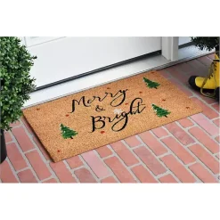 Outdoor Christmas Decorations>Kirklands Home Natural Merry Bright Tree Coir Doormat, 36 in. Tan