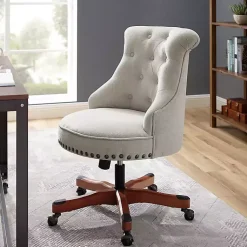 Kirklands Home Natural Miller Tufted Office Chair Tan