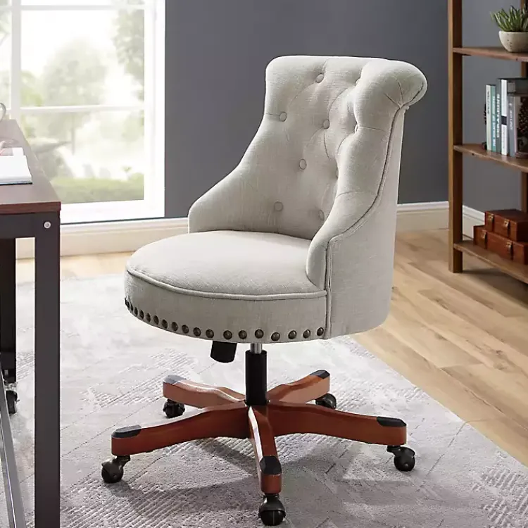 Kirklands Home Natural Miller Tufted Office Chair Tan