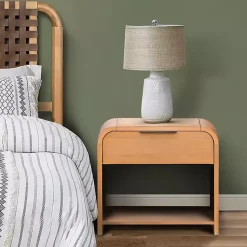 Kirklands Home Natural Modern Curve Nightsd Tan Clearance