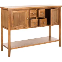 Kirklands Home Natural Oak 4-Drawer Charlotte Sideboard Brown Discount