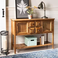 Kirklands Home Natural Oak 4-Drawer Charlotte Sideboard Brown Discount