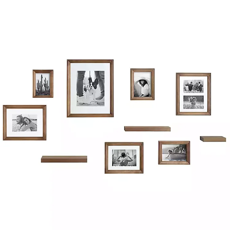 Kirklands Home Natural 10-pc. Gallery Wall Frame and Shelf Set Brown Hot