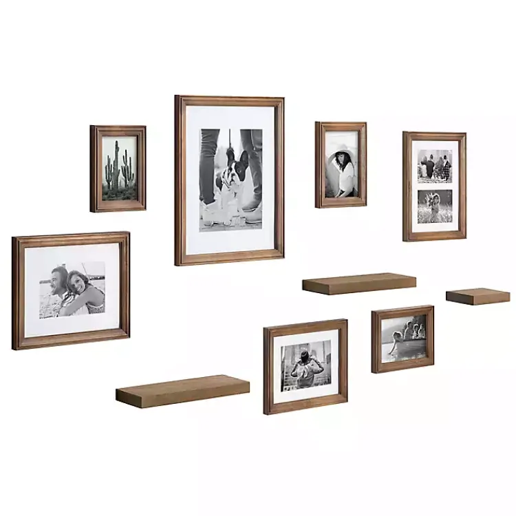 Kirklands Home Natural 10-pc. Gallery Wall Frame and Shelf Set Brown Hot