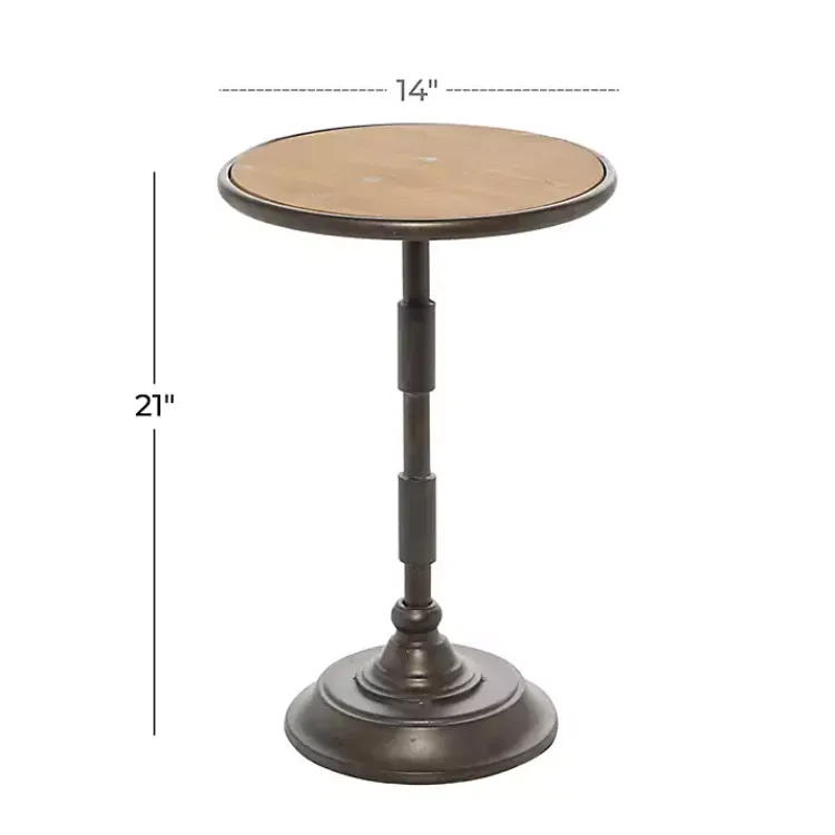 Kirklands Home Natural Pine and Gray Metal Accent Table, 21 in. Hot