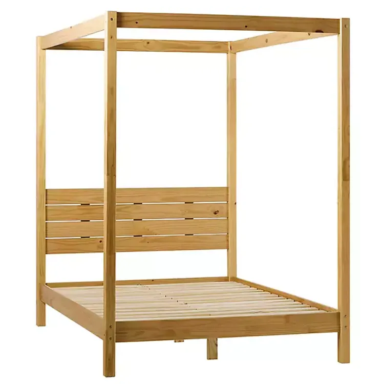 Kirklands Home Natural Pine Canopy Full Bed Tan