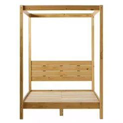 Kirklands Home Natural Pine Canopy Full Bed Tan
