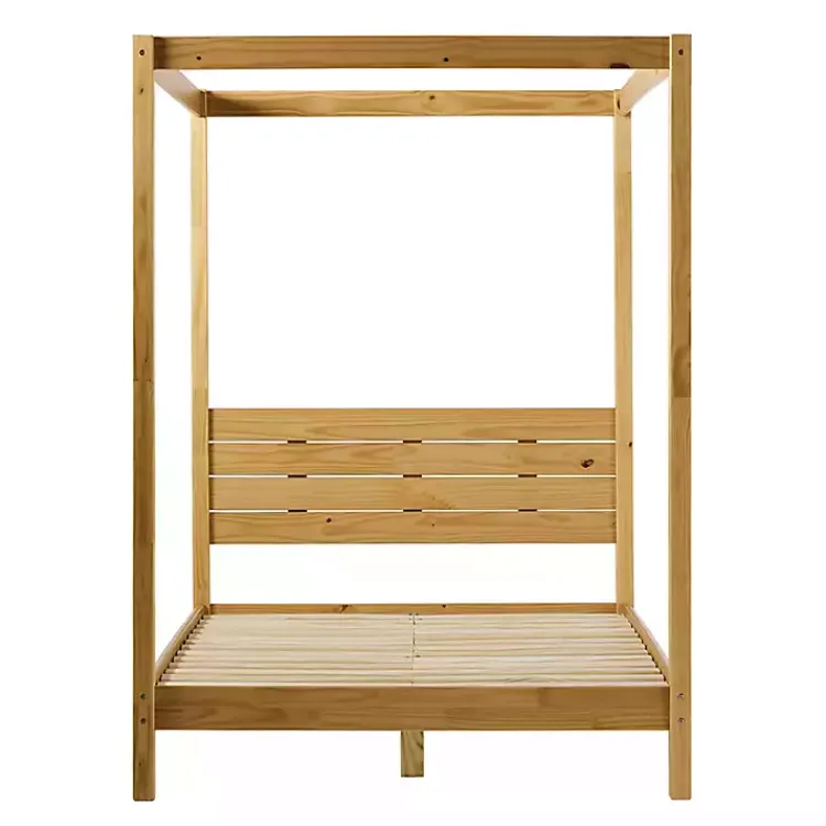 Kirklands Home Natural Pine Canopy Full Bed Tan