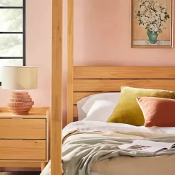 Kirklands Home Natural Pine Canopy Full Bed Tan