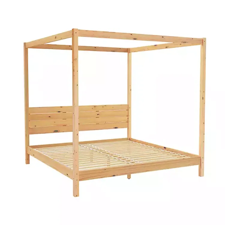 Kirklands Home Natural Pine Canopy King Bed Tan Best