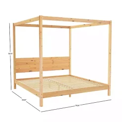 Kirklands Home Natural Pine Canopy King Bed Tan Best