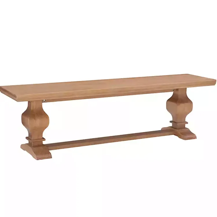 Kirklands Home Natural Pine Wood Knotted Column Bench Tan Best