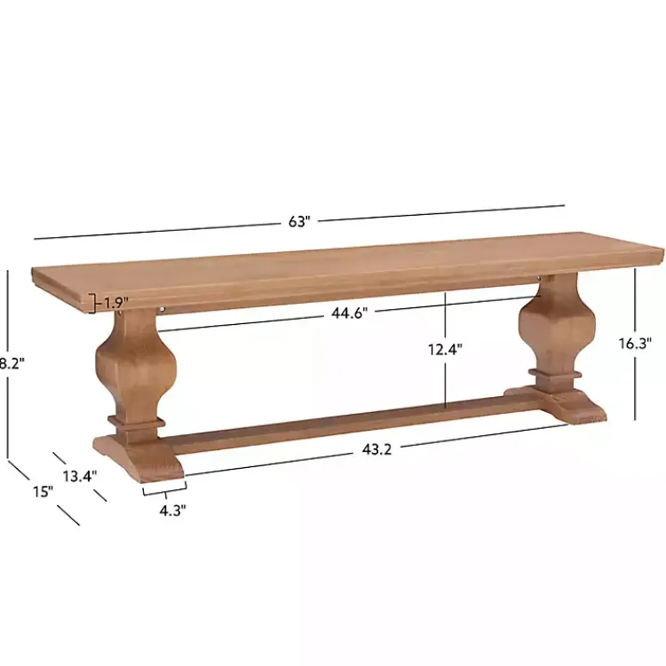 Kirklands Home Natural Pine Wood Knotted Column Bench Tan Best