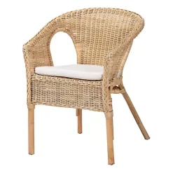 Kirklands Home Natural Rat Abbey Dining Chair Tan New