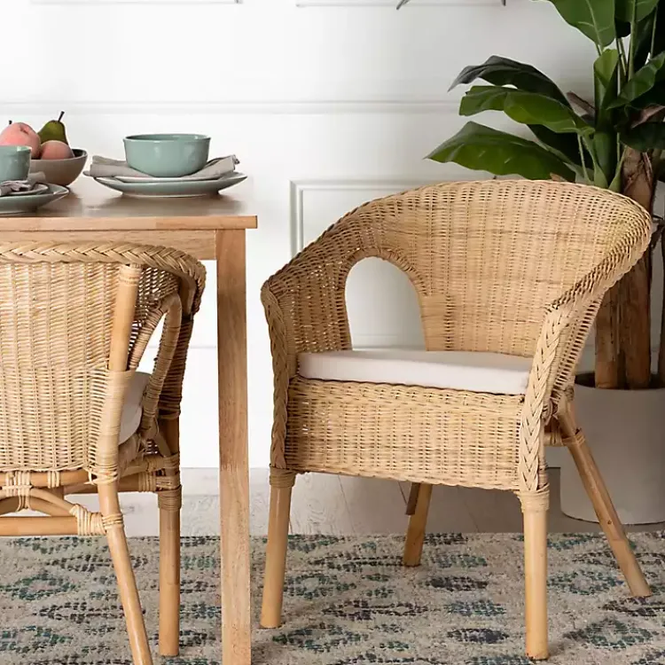 Kirklands Home Natural Rat Abbey Dining Chair Tan New