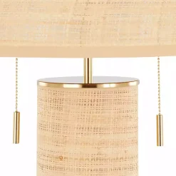 Kirklands Home Natural Rattan and Gold Metal Table Lamp New